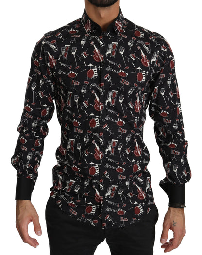Black Musical Instrument Slim fit Shirt Dolce & Gabbana
