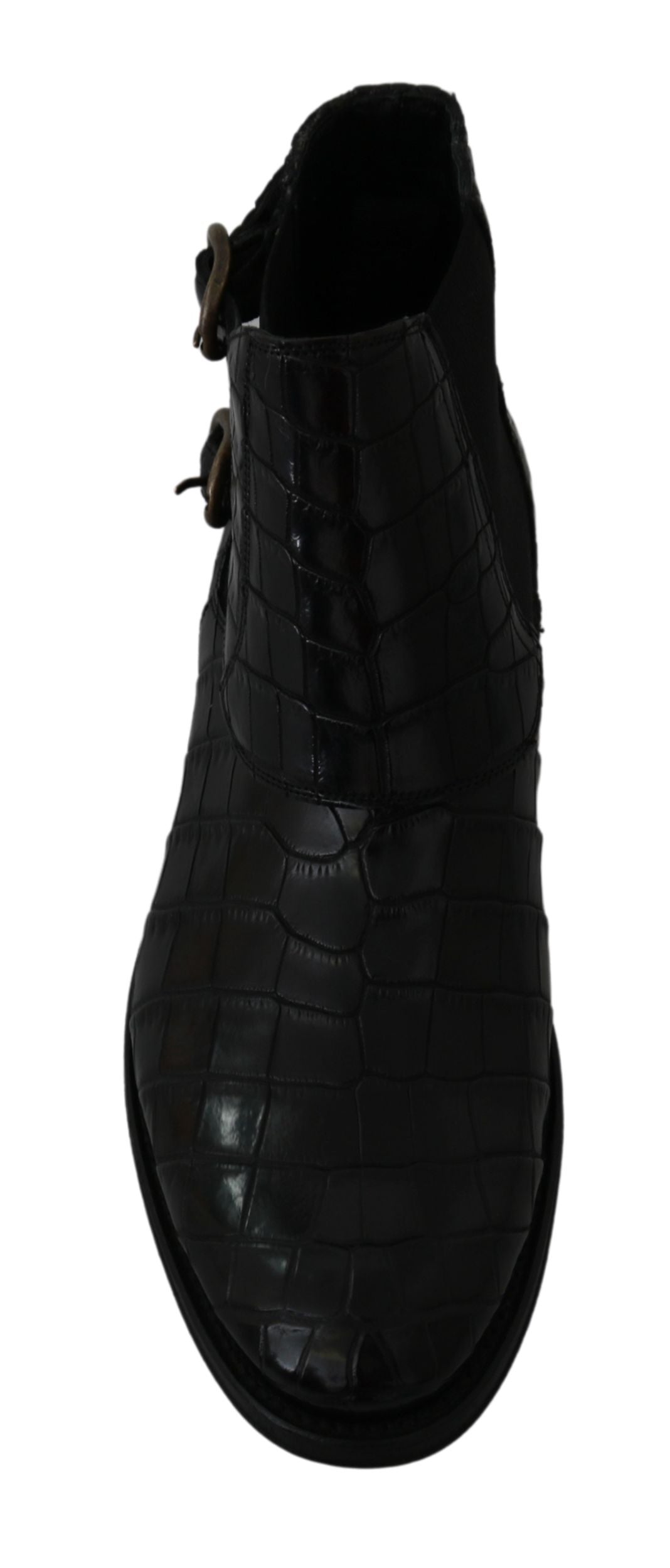 Black Crocodile Leather Derby Boots Shoes Dolce & Gabbana