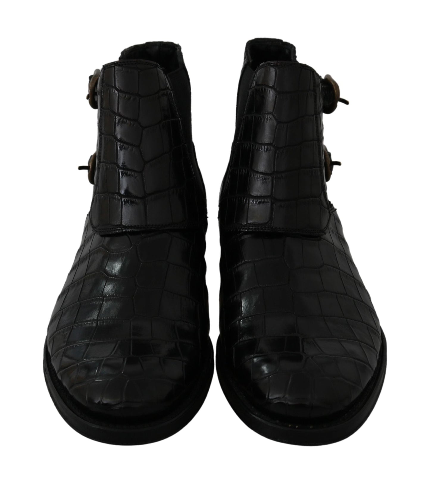 Black Crocodile Leather Derby Boots Shoes Dolce & Gabbana