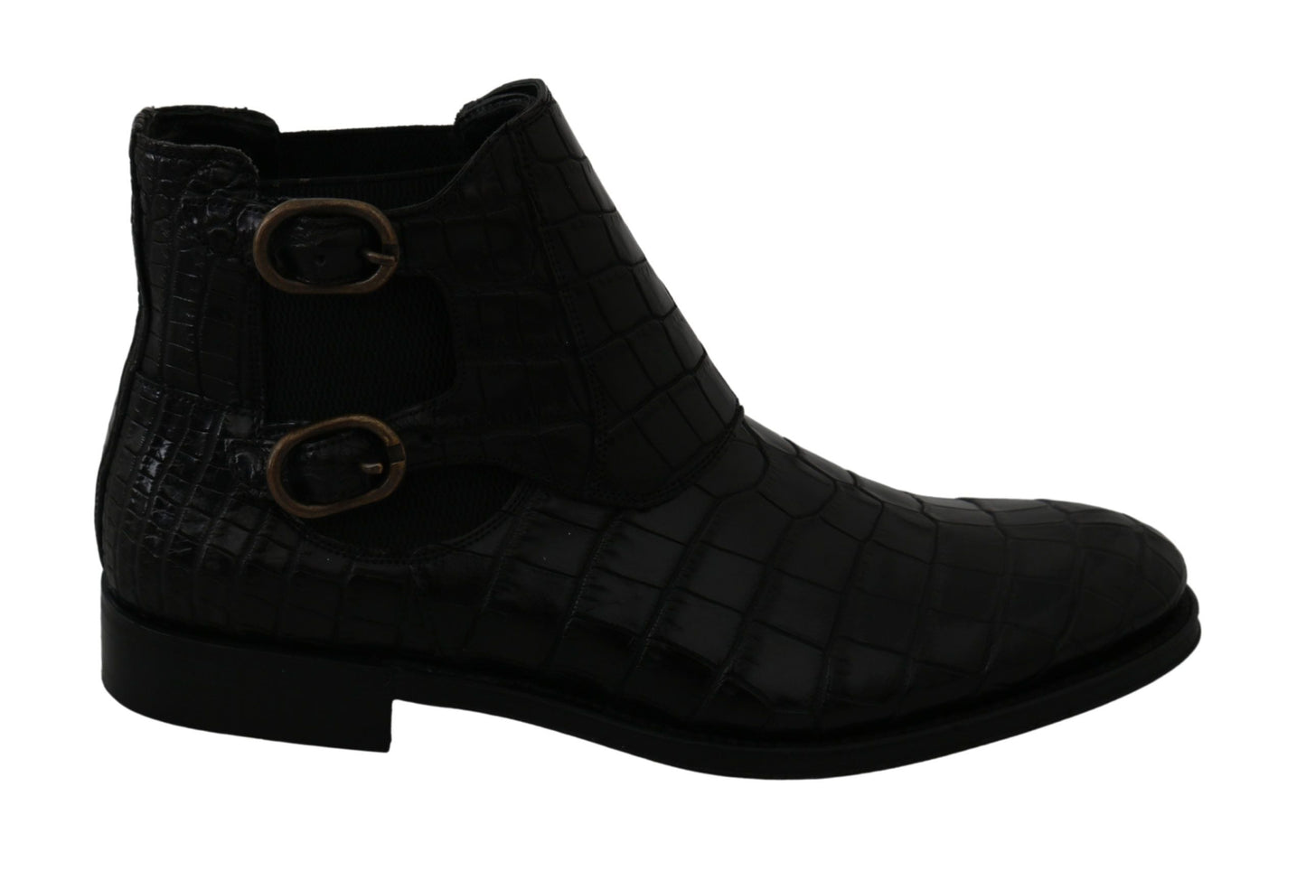Black Crocodile Leather Derby Boots Shoes Dolce & Gabbana