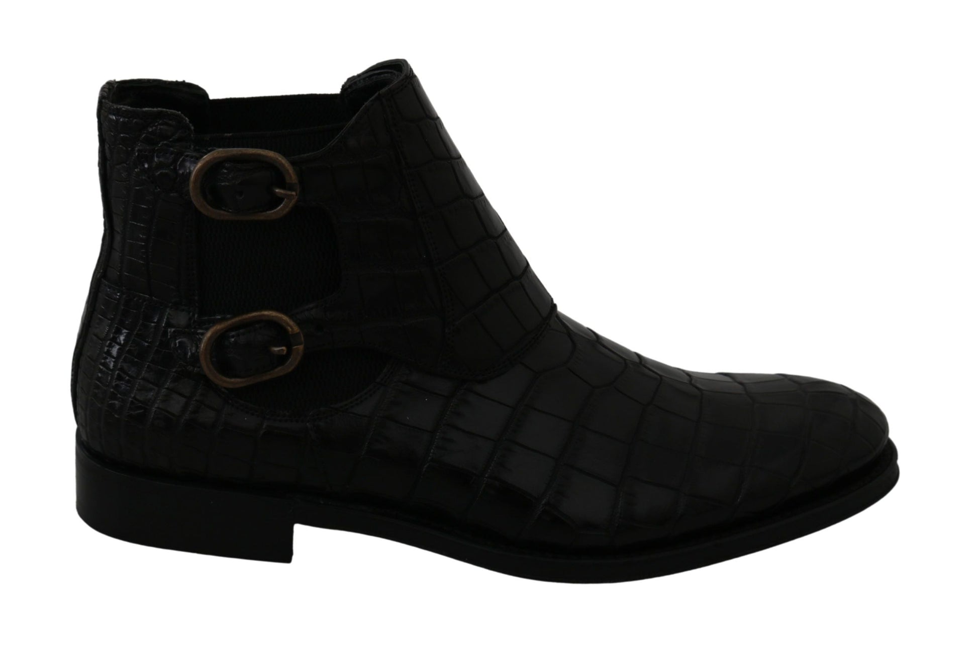Black Crocodile Leather Derby Boots Shoes Dolce & Gabbana