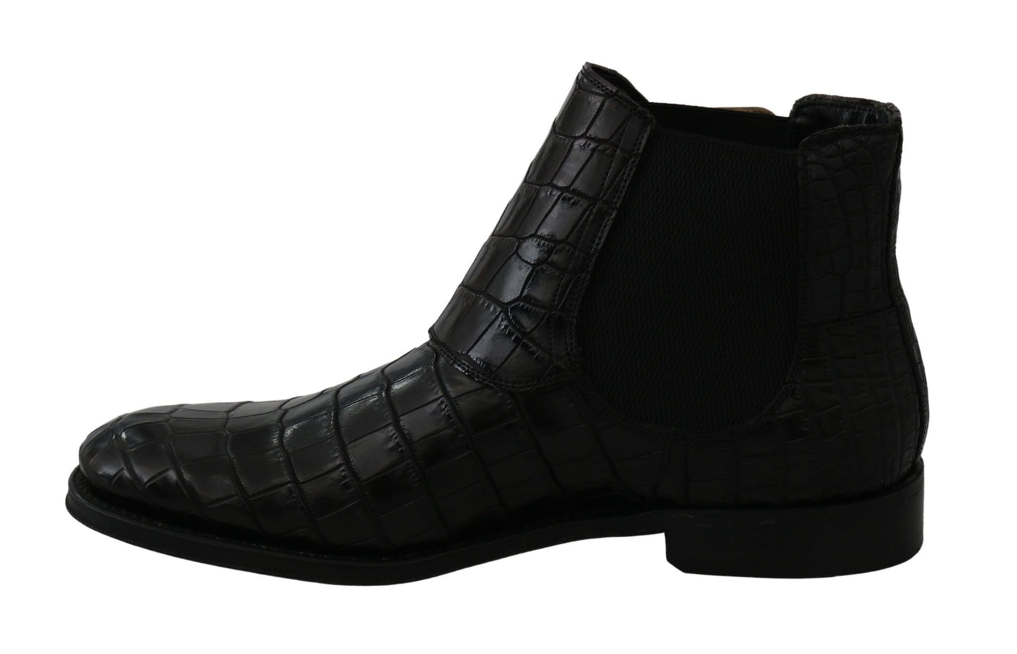 Black Crocodile Leather Derby Boots Shoes Dolce & Gabbana