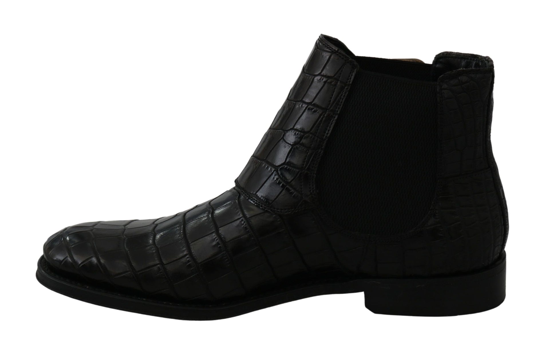 Black Crocodile Leather Derby Boots Shoes Dolce & Gabbana
