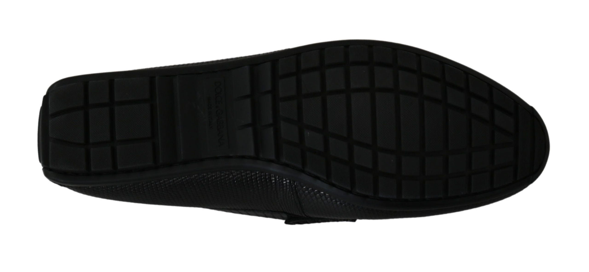 Black Lizard Leather Flat Loafers Shoes Dolce & Gabbana