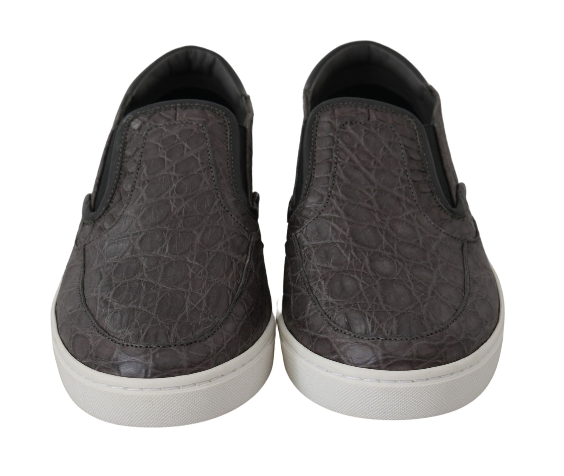 Gray Leather Flat Caiman Mens Loafers Shoes Dolce & Gabbana