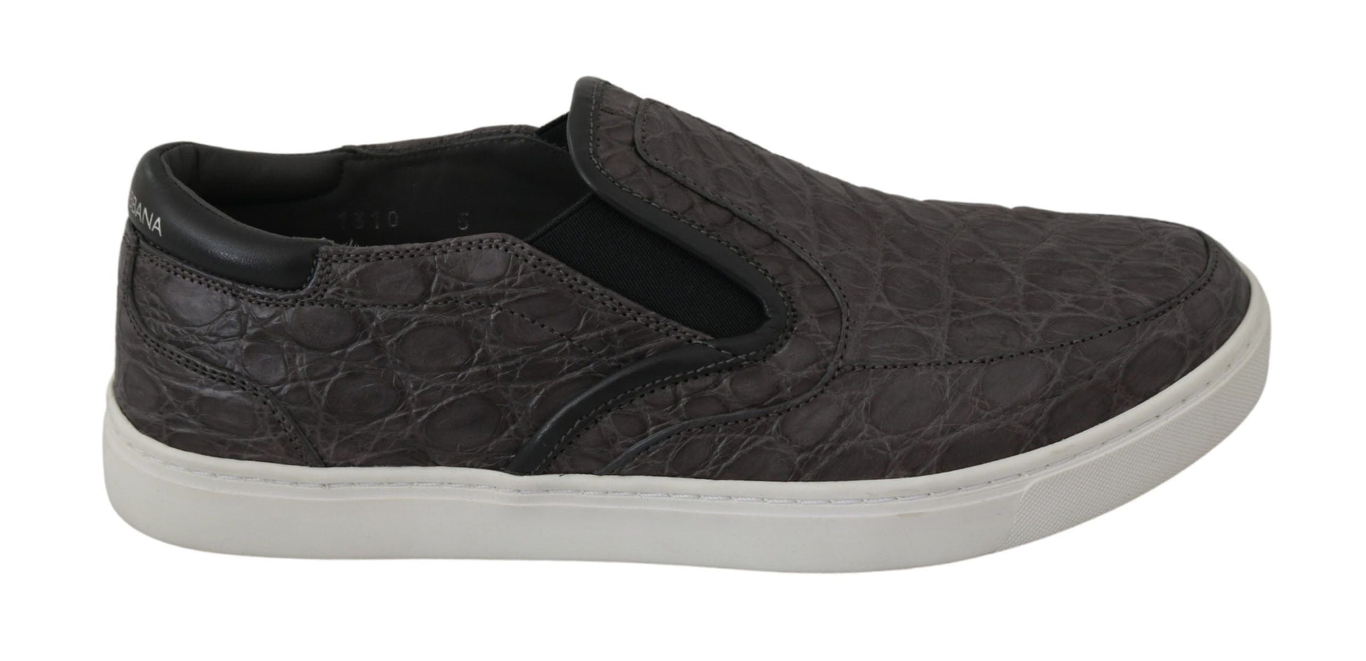 Gray Leather Flat Caiman Mens Loafers Shoes Dolce & Gabbana