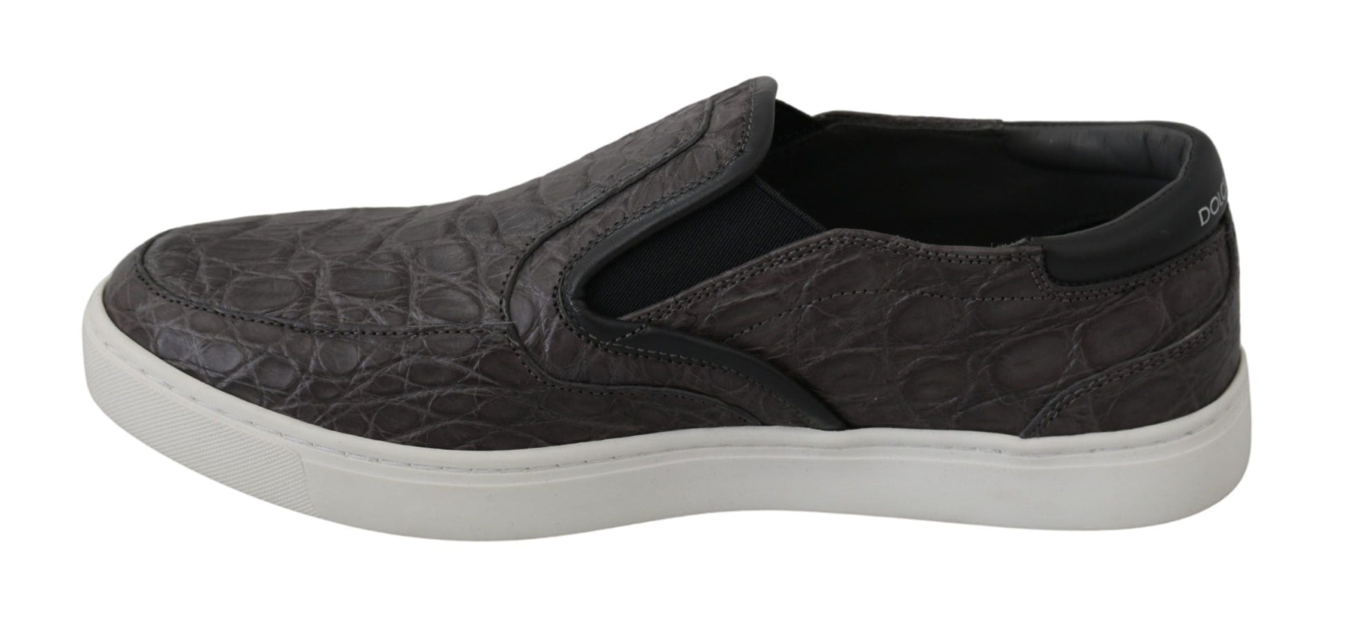 Gray Leather Flat Caiman Mens Loafers Shoes Dolce & Gabbana