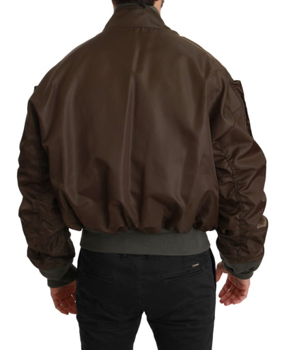 Brown Beaded Crown Skull Logo Jacket Dolce & Gabbana