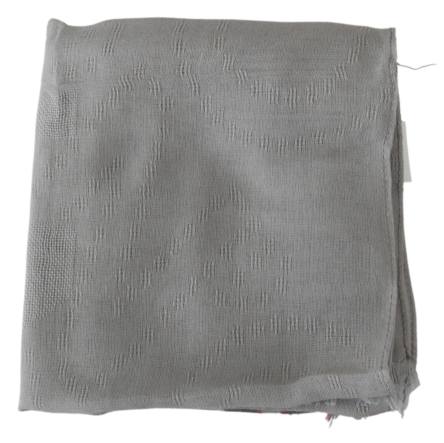 Gray Fringe Neck Wrap Cotton Scarf Costume National