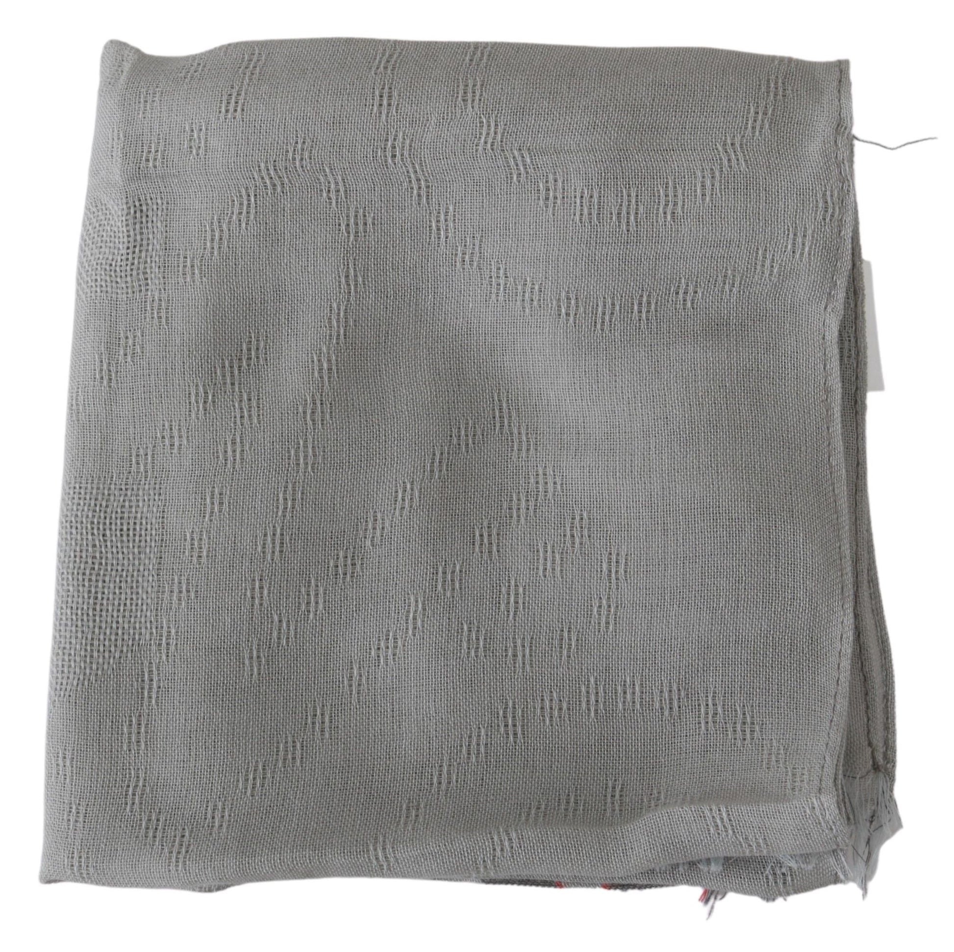 Gray Fringe Neck Wrap Cotton Scarf Costume National