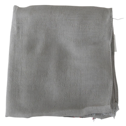 Gray Fringe Neck Wrap Cotton Scarf Costume National