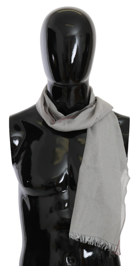 Gray Fringe Neck Wrap Cotton Scarf Costume National