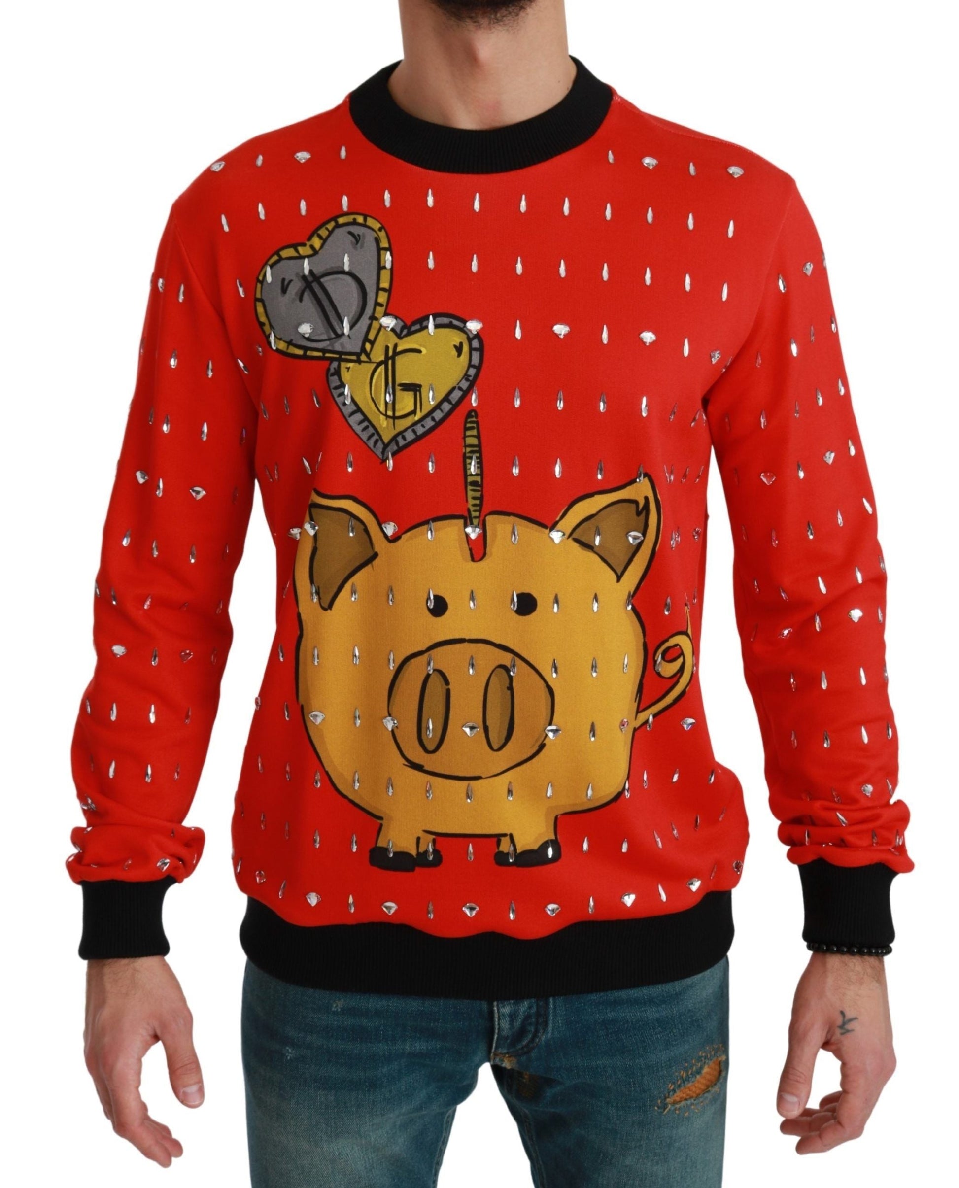 Red Crystal Pig of the Year Sweater Dolce & Gabbana