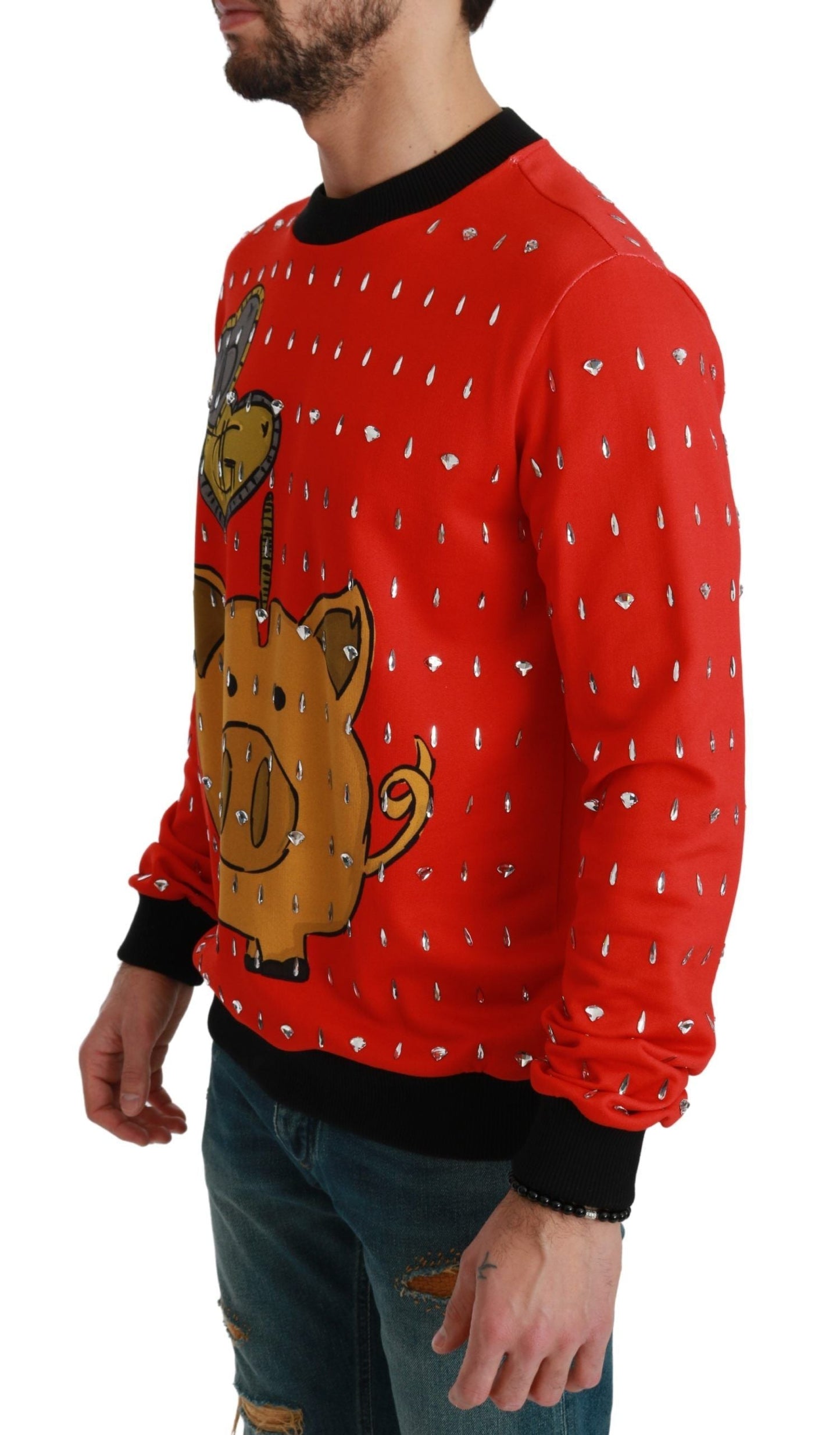 Red Crystal Pig of the Year Sweater Dolce & Gabbana