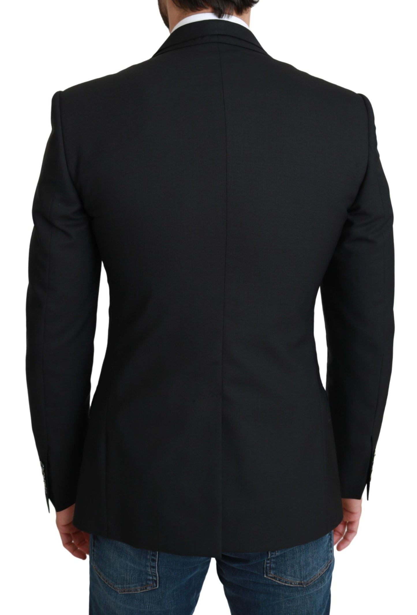 Black Single Breasted Formal Wool Blazer Dolce & Gabbana
