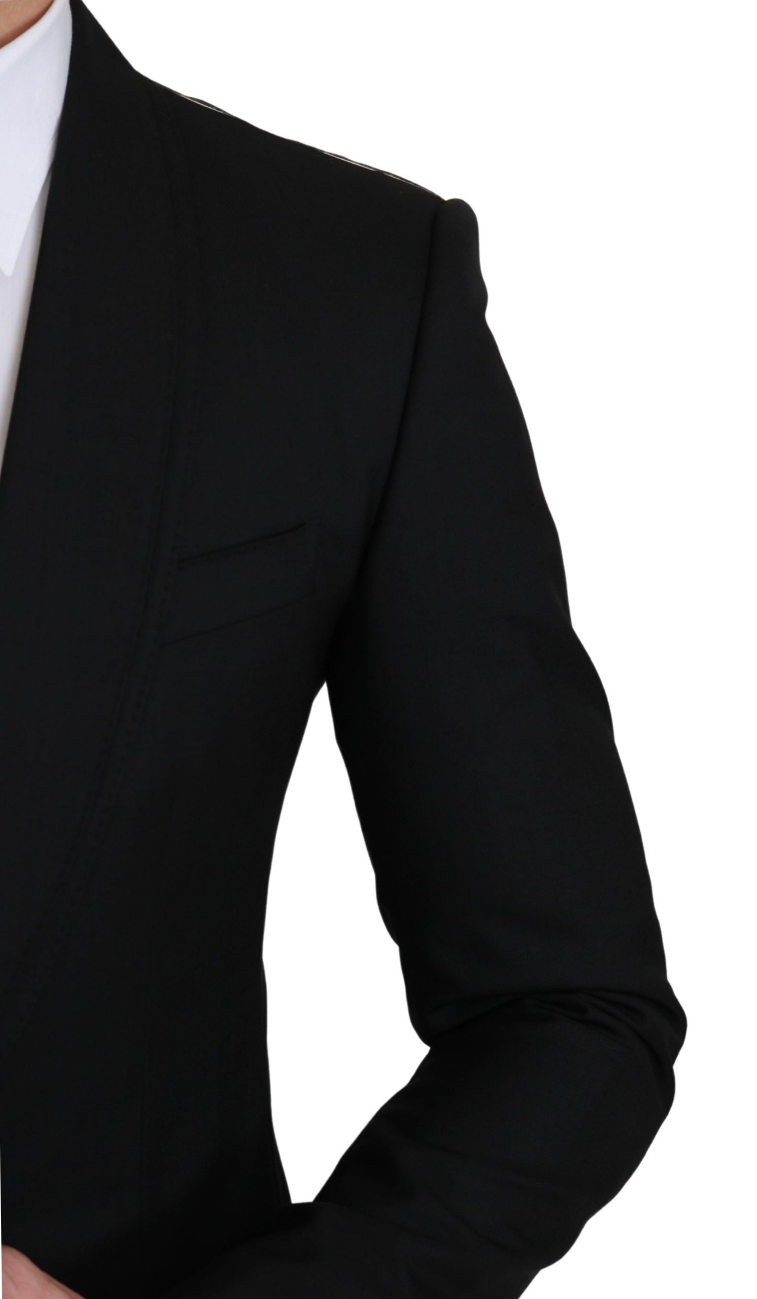 Black Single Breasted Formal Wool Blazer Dolce & Gabbana