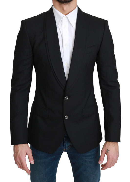 Black Single Breasted Formal Wool Blazer Dolce & Gabbana