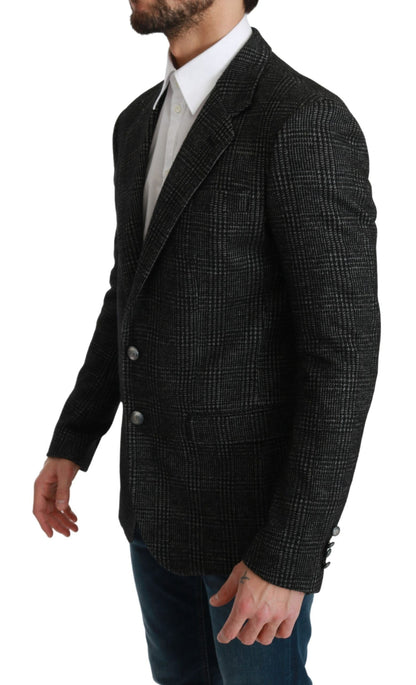 Gray Plaid Check Slim Fit Jacket Blazer Dolce & Gabbana