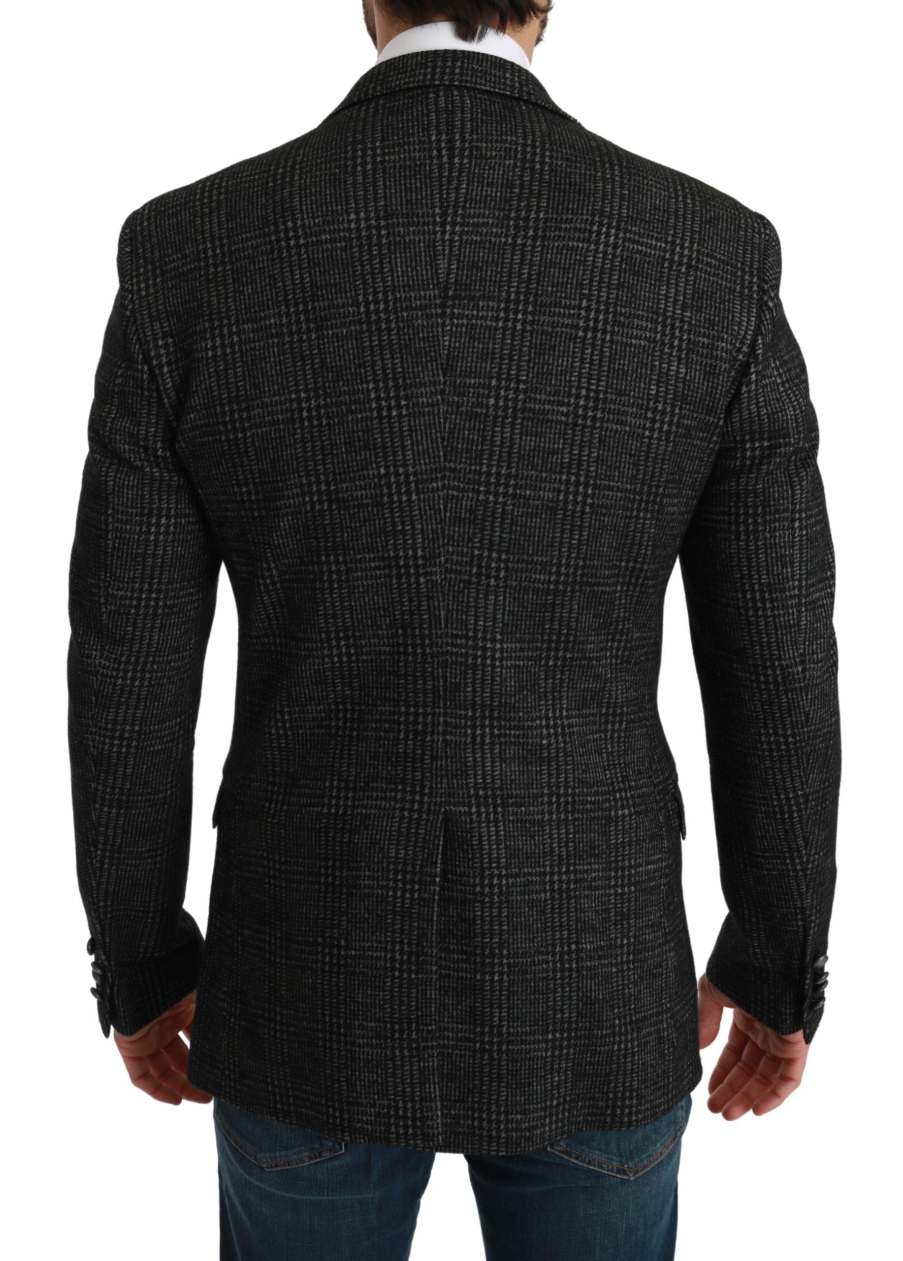 Gray Plaid Check Slim Fit Jacket Blazer Dolce & Gabbana