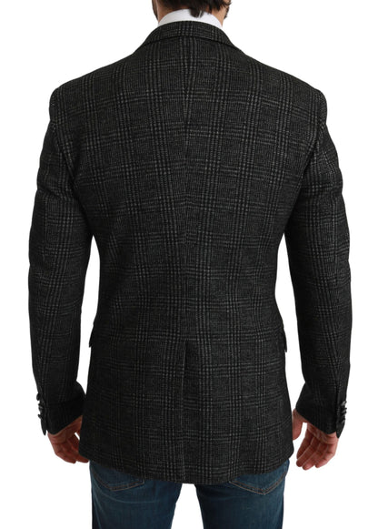 Gray Plaid Check Slim Fit Jacket Blazer Dolce & Gabbana
