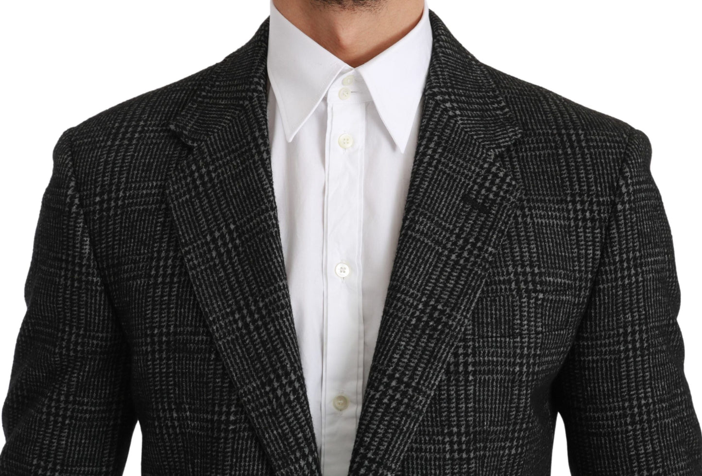 Gray Plaid Check Slim Fit Jacket Blazer Dolce & Gabbana