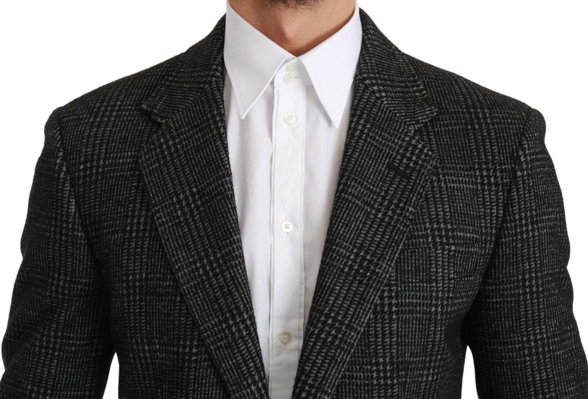 Gray Plaid Check Slim Fit Jacket Blazer Dolce & Gabbana
