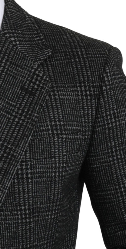 Gray Plaid Check Slim Fit Jacket Blazer Dolce & Gabbana
