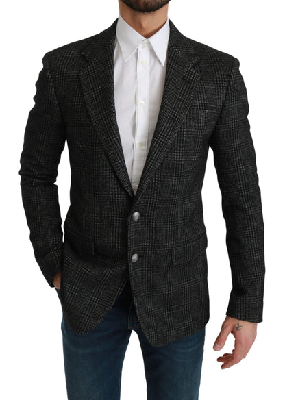 Gray Plaid Check Slim Fit Jacket Blazer Dolce & Gabbana