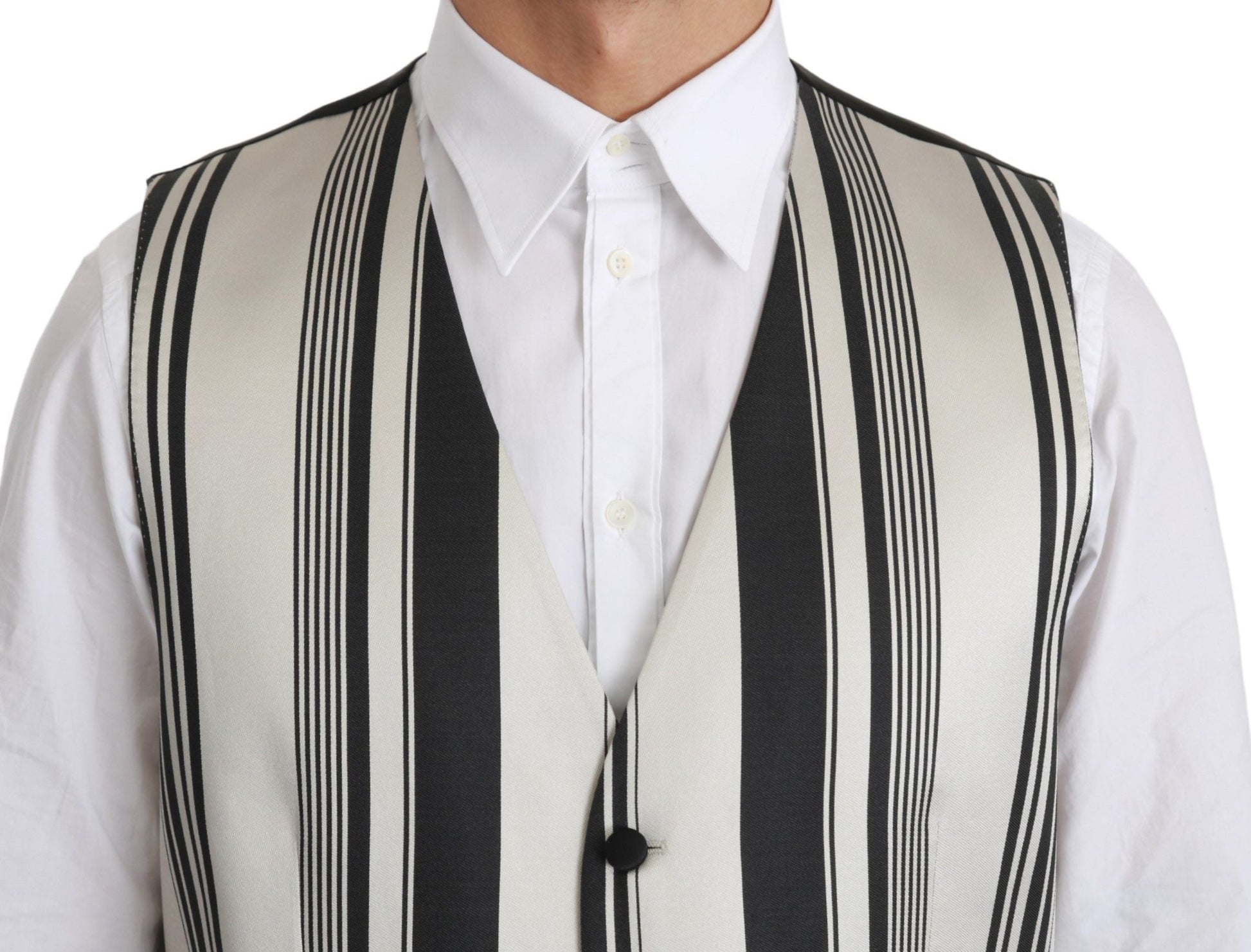 White Black Stripes Waistcoat Formal Vest Dolce & Gabbana