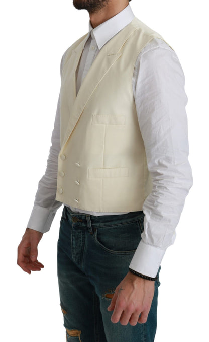 White Waistcoat Formal Wool  Vest Dolce & Gabbana