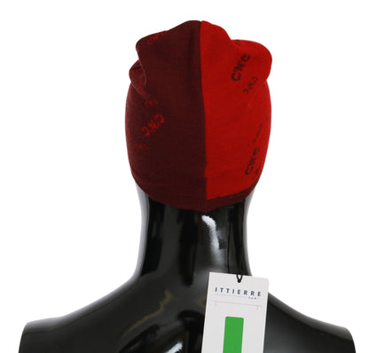 Red Wool Blend Branded Beanie Hat Costume National