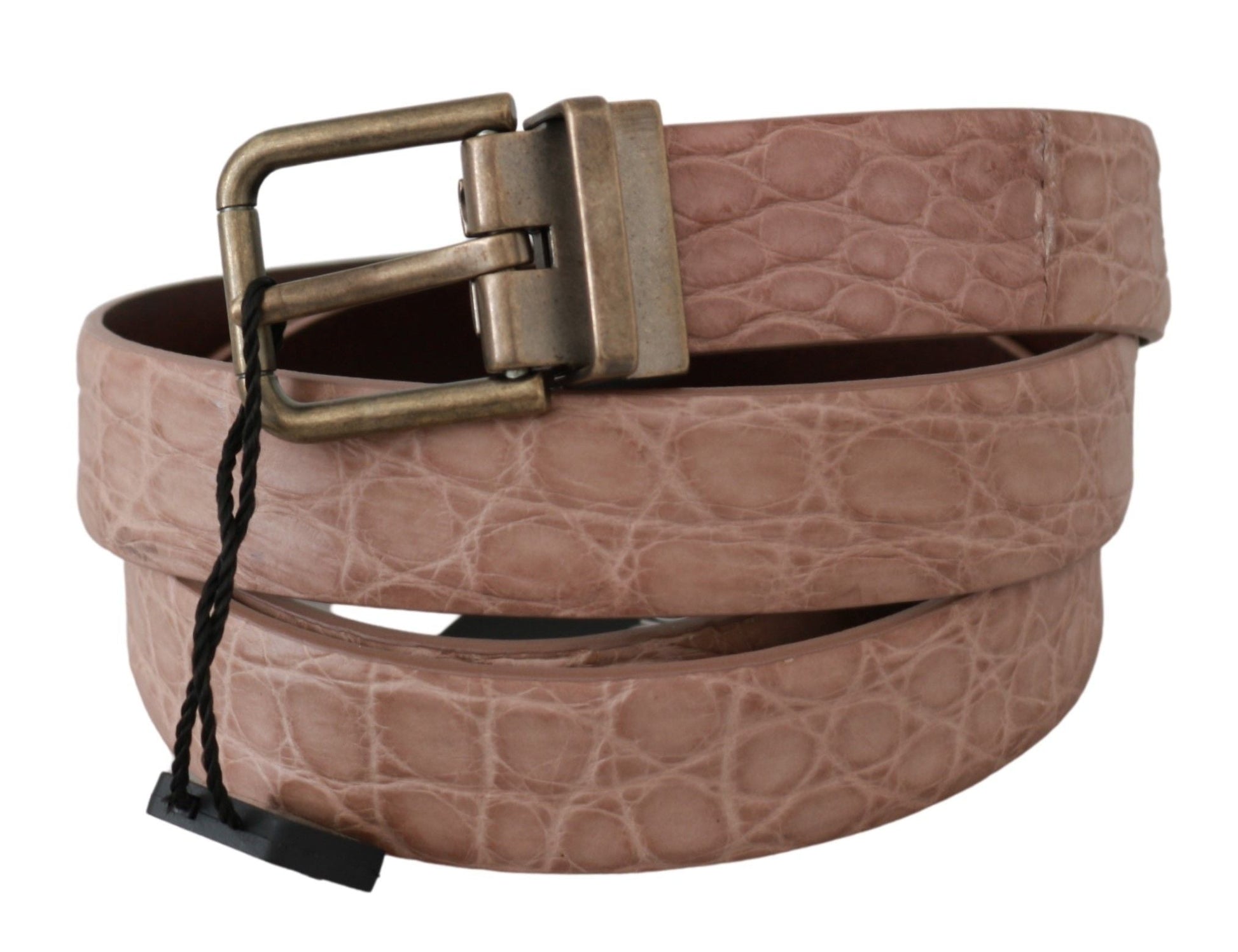 Beige Exotic Skin Gold Buckle Leather Belt Dolce & Gabbana
