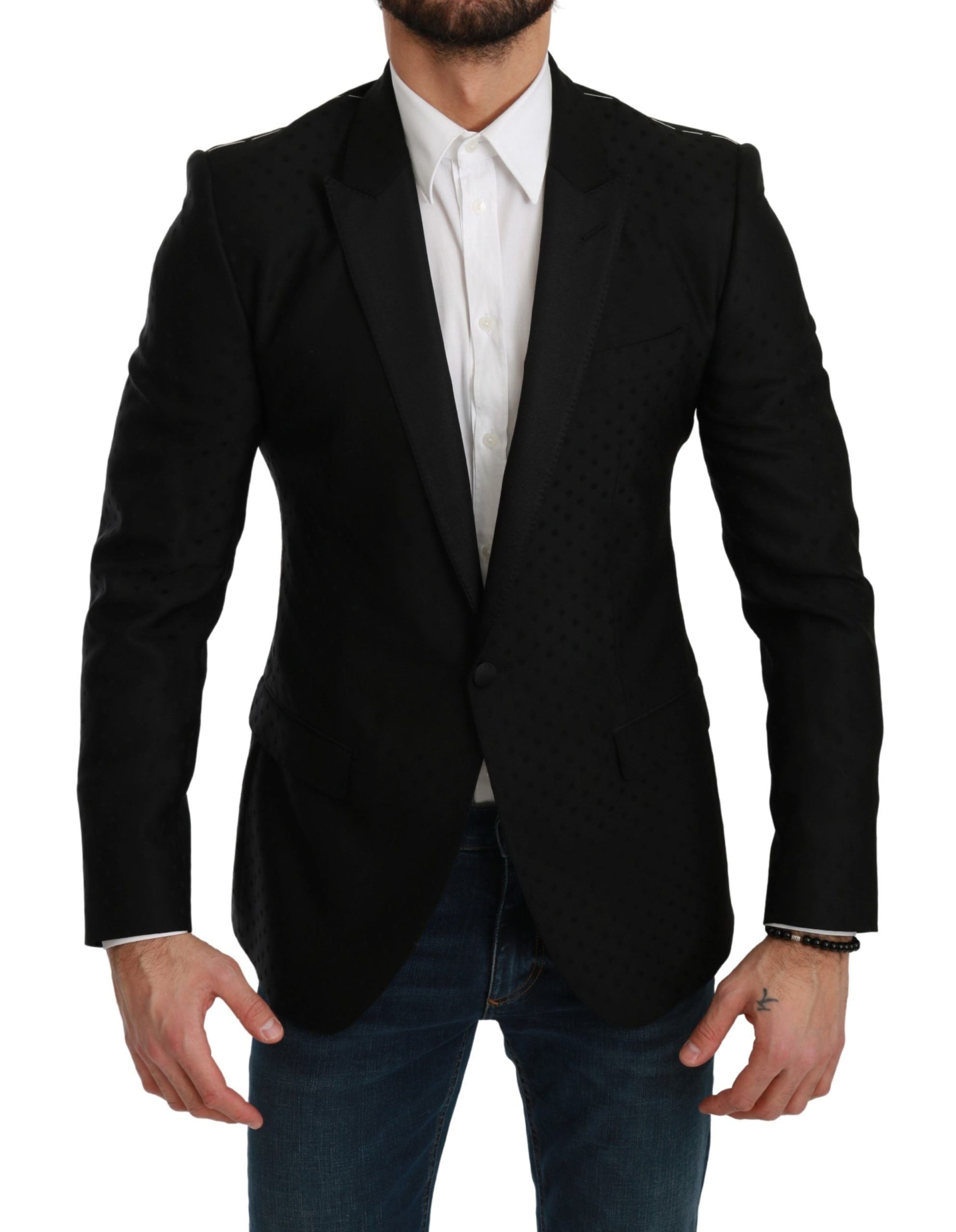 Black Slim Fit Coat Jacket MARTINI Blazer Dolce & Gabbana