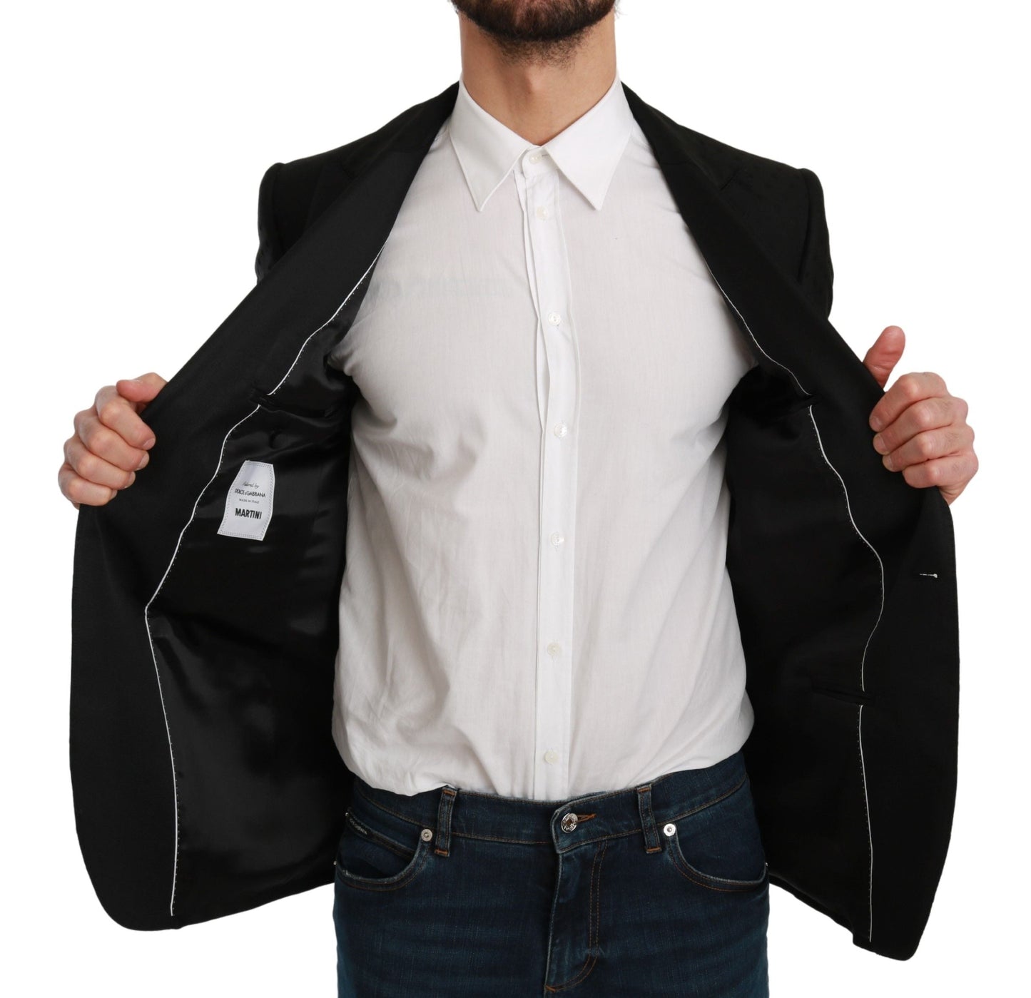 Black Slim Fit Coat Jacket MARTINI Blazer Dolce & Gabbana