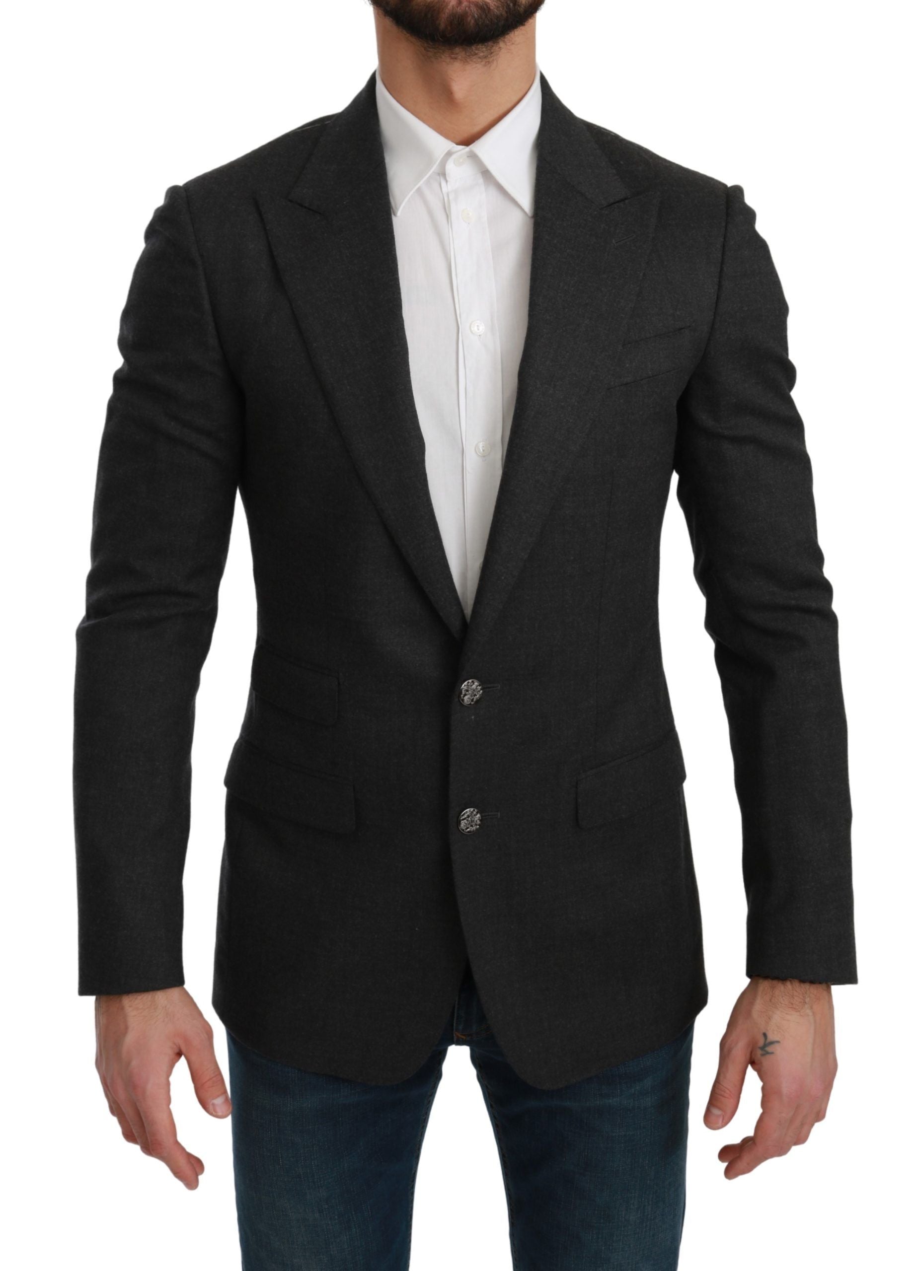 Gray NAPOLI Slim Fit Jacket Wool Blazer Dolce & Gabbana