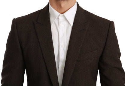 Brown Slim Fit Coat Jacket MARTINI Blazer Dolce & Gabbana