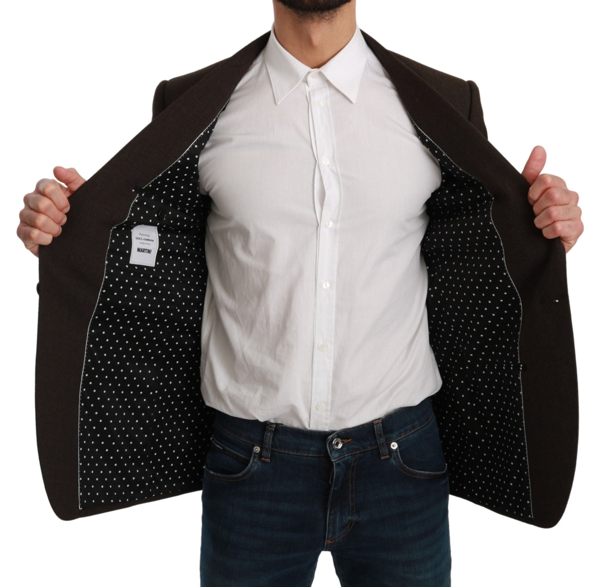 Brown Slim Fit Coat Jacket MARTINI Blazer Dolce & Gabbana