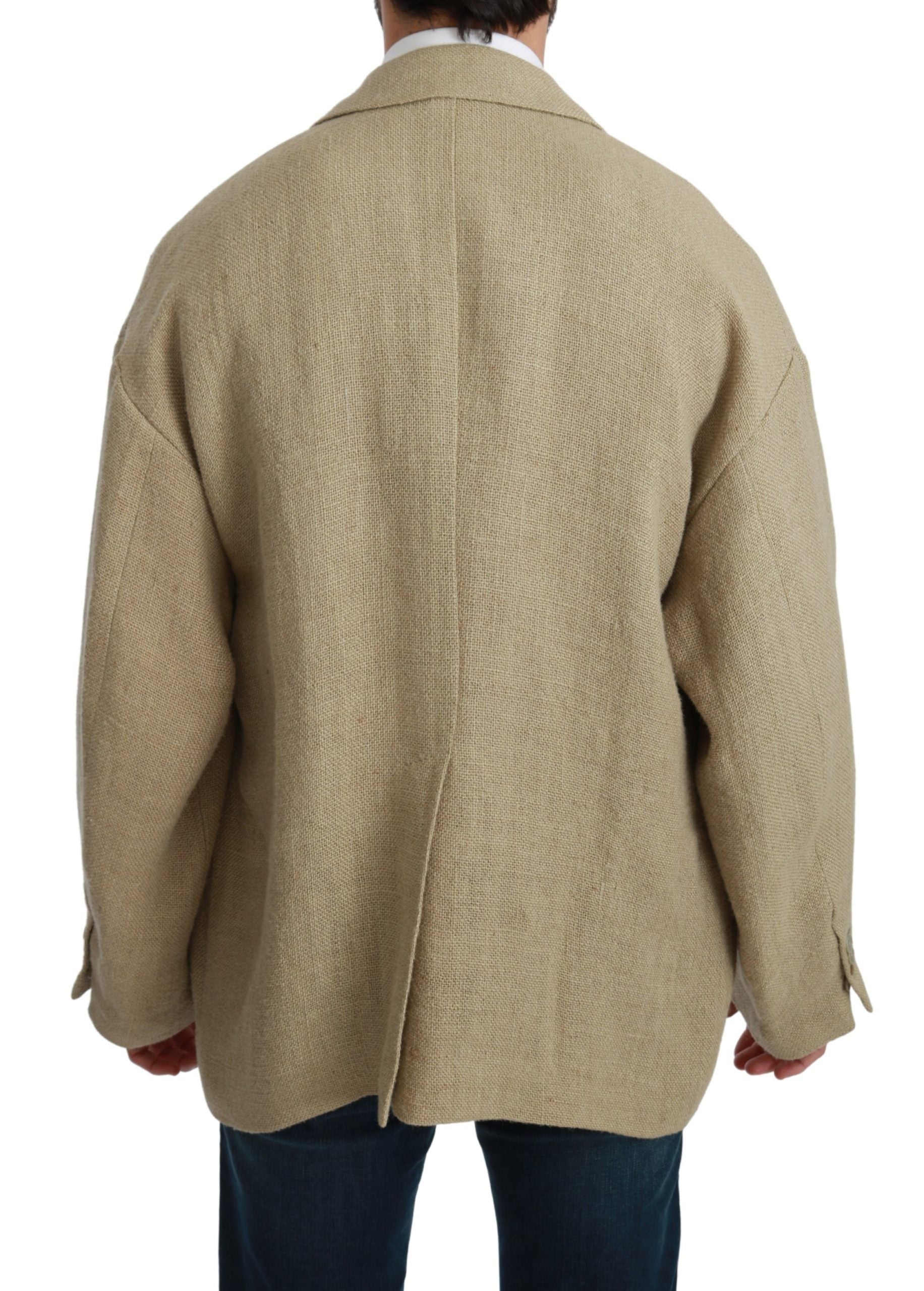 Beige Jacket Coat 100% Jute Blazer Coat Dolce & Gabbana