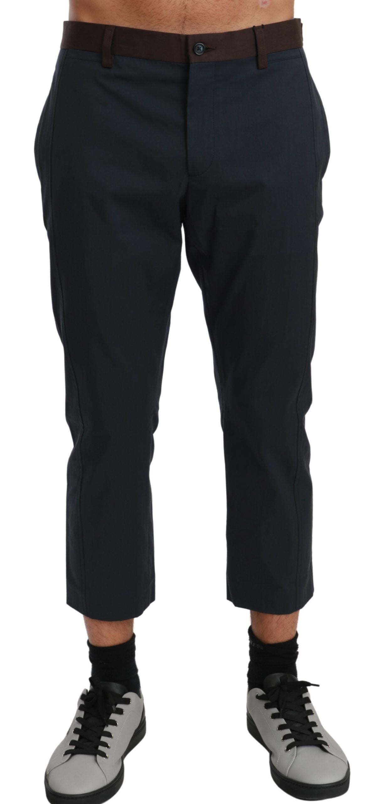 Brown Stripes Cropped Trousers Pants Dolce & Gabbana