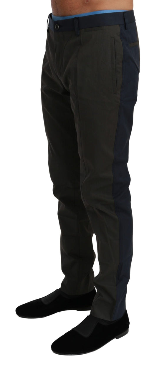 Blue Gray Stripes Trouser Cotton Pants Dolce & Gabbana