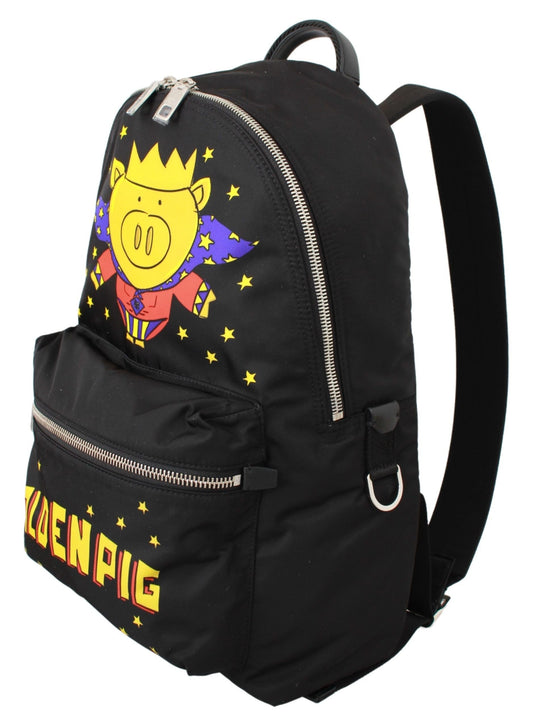 Black Golden Pig of the Year School Backpack Dolce & Gabbana