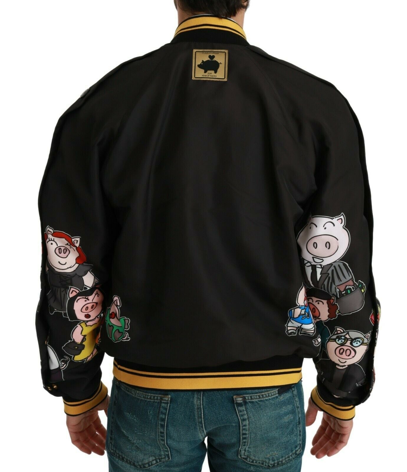 Black YEAR OF THE PIG Bomber Jacket Dolce & Gabbana