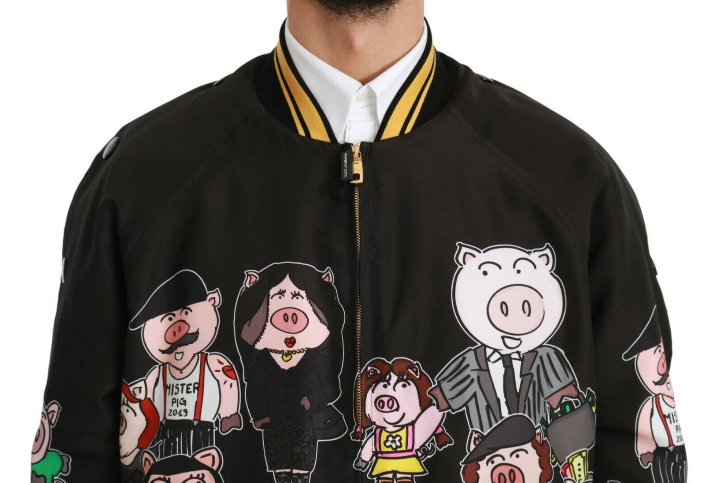 Black YEAR OF THE PIG Bomber Jacket Dolce & Gabbana