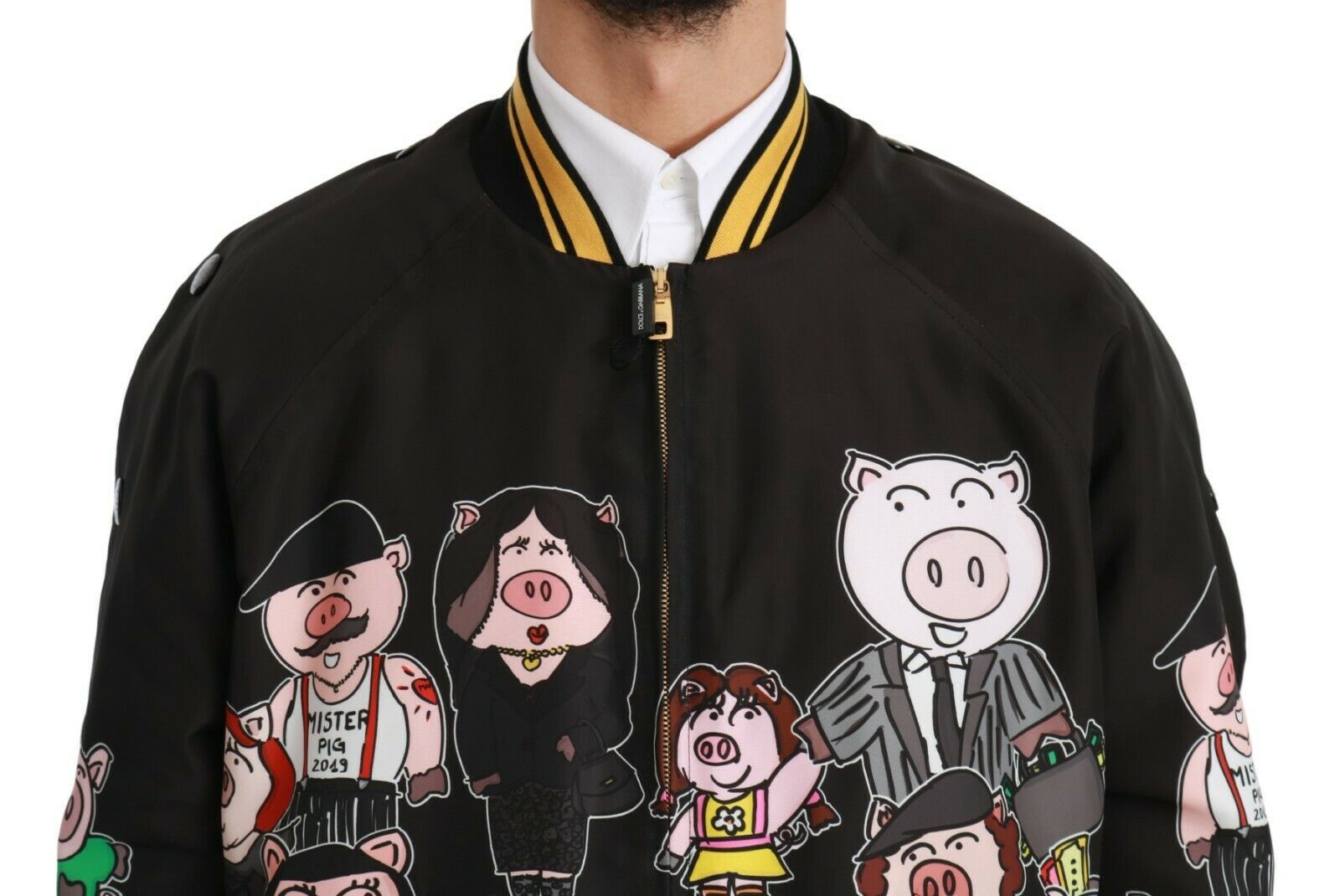 Black YEAR OF THE PIG Bomber Jacket Dolce & Gabbana