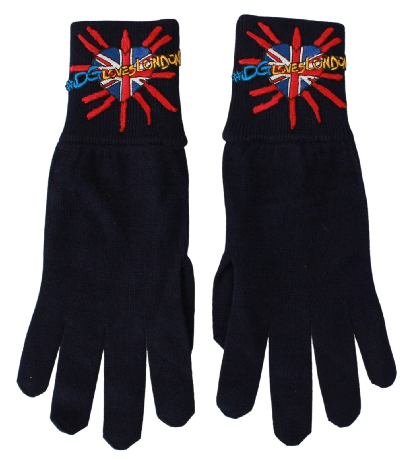 Blue #DGLovesLondon Embroidered Wool Gloves Dolce & Gabbana