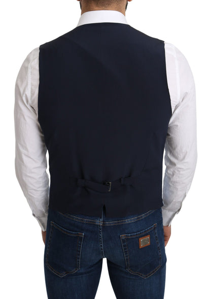 Blue Viscose Stretch Formal Coat Vest Dolce & Gabbana