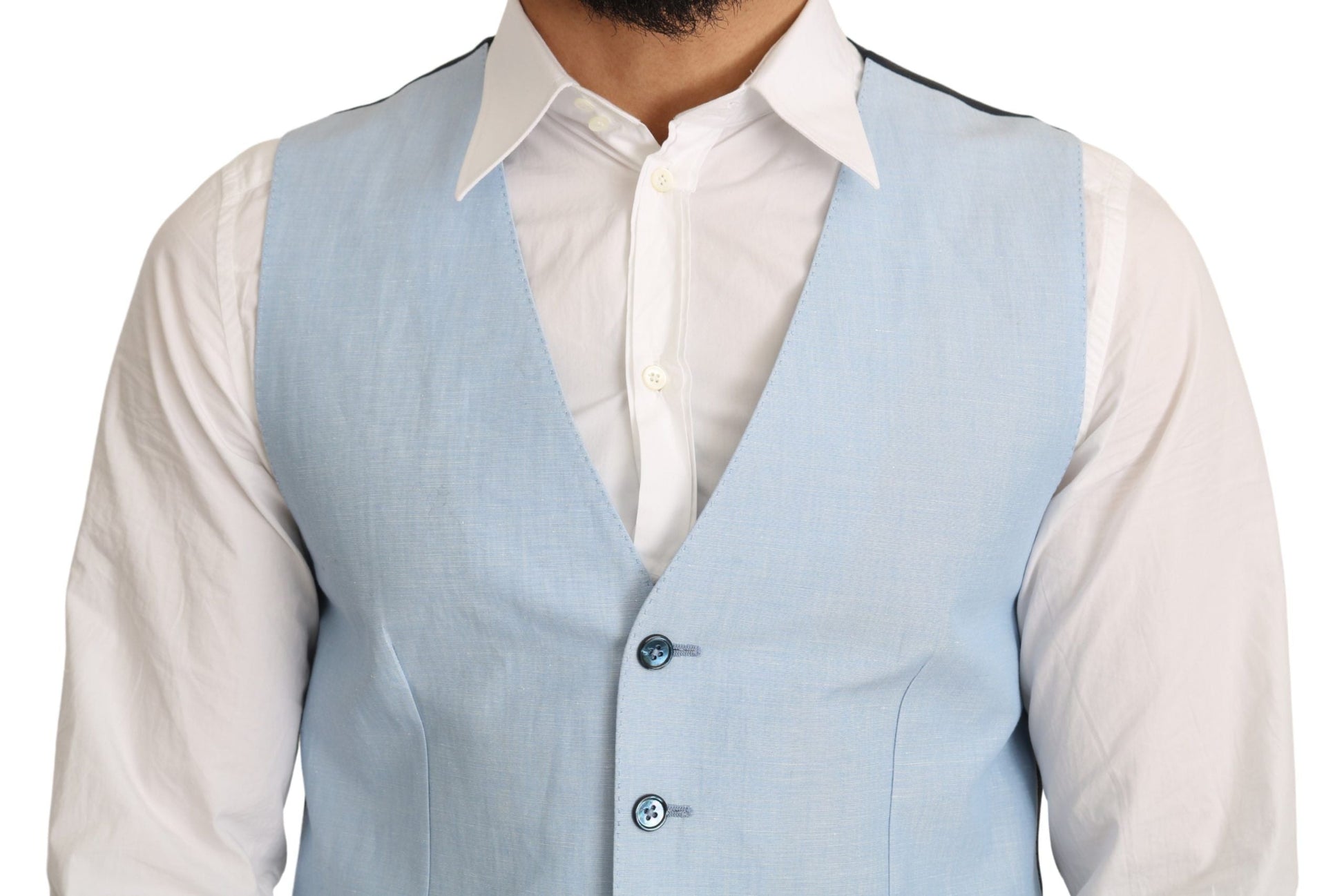 Blue Viscose Stretch Formal Coat Vest Dolce & Gabbana