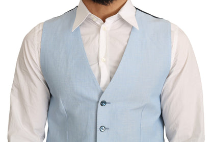 Blue Viscose Stretch Formal Coat Vest Dolce & Gabbana