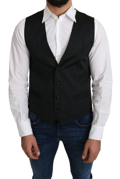 Gray 100% Silk Formal Coat Vest Dolce & Gabbana