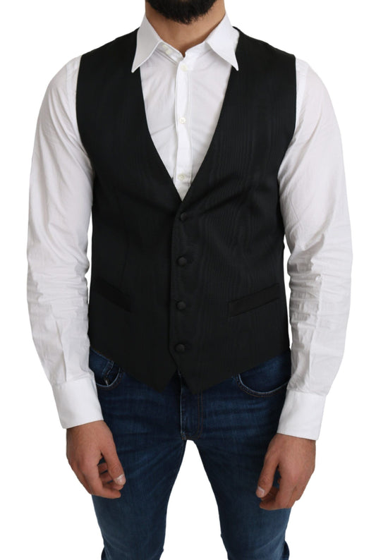Gray 100% Silk Formal Coat Vest Dolce & Gabbana